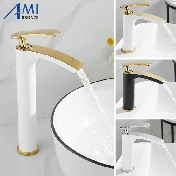 

bathroom sink faucets amibronze waterfall basin faucet brass mixer cold tap white/chrome/gold/ 8186s