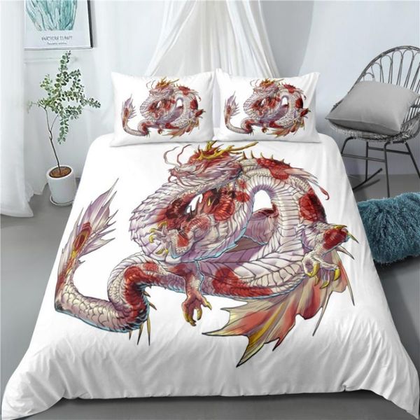 

3d printing animated bedding set pattern duvet cover 2/3 pcs bed dragon boy and girl cartoon bedspread