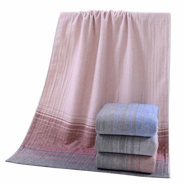 

towel 70x140cm gauze cotton bath gradient striped soft absorbent double-sided terry bathroom men women towels