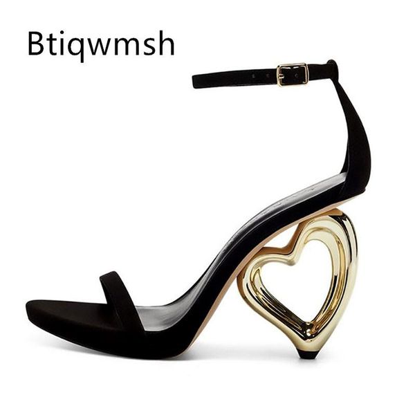 

sandals unique gold heart high heels shoes woman black beige soft suede gladiator party
