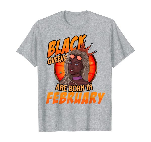 

black queens are born in february birthday gift t-shirt, White;black