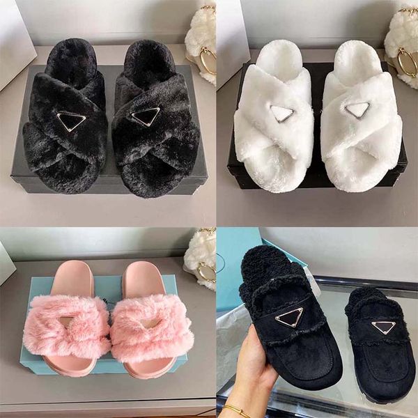 

high-quality slippers designer fashion sandals womens wool high-quality warm and comfortable classic black white beauty eu35-eu40