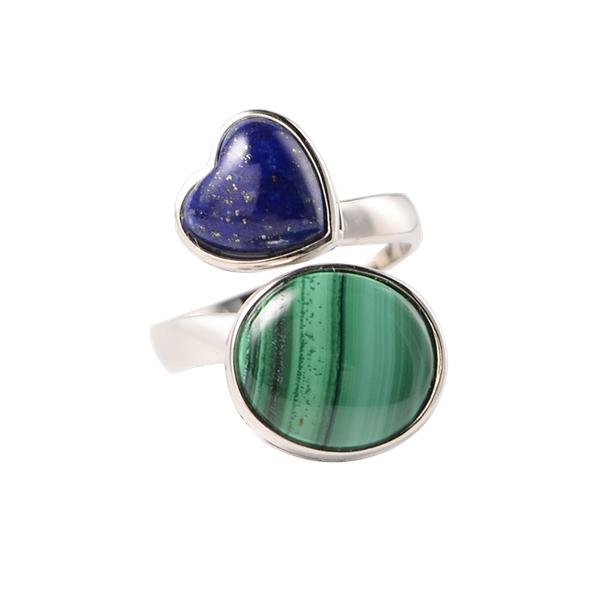 

cluster rings miqiao malachite lapis lazuli natural stone ring trendy adjustable oval round 925 sterling silver women accessories female tre, Golden;silver