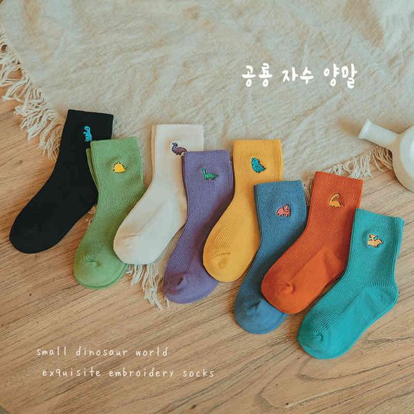

children's socks only one tide spring thin cartoon dinosaur solid color versatile baby cotton, Pink;yellow