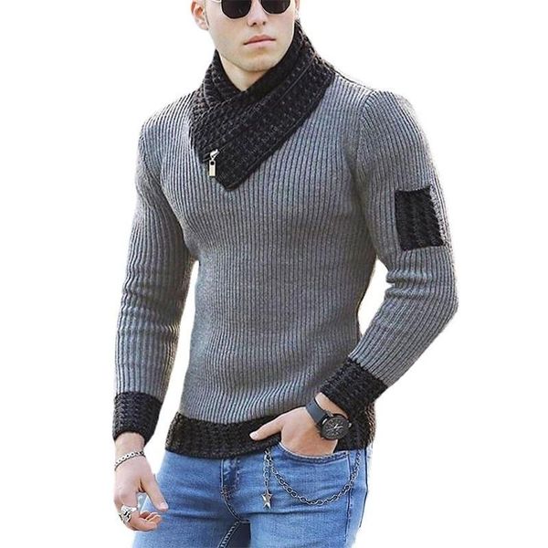 

women's sweaters long sleeve scarf collar color block sweater men's autumn and winter casual slim knit pullover harajuku y2k, White;black