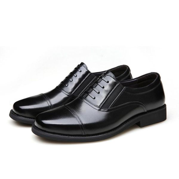 

dress shoes men's leather business fashion wedding casual layer military, Black