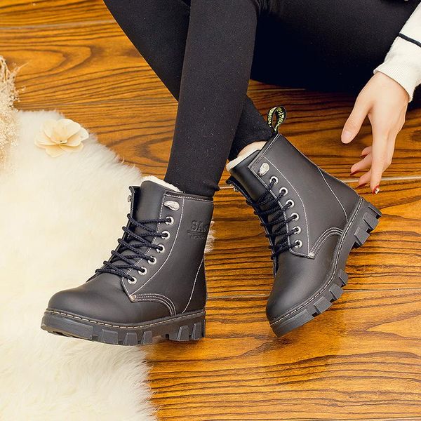 

boots fashion casual shoes for women 2021 winter warm comfortable anti-slip ladies woman vulcanize shoe bottine femme-110, Black