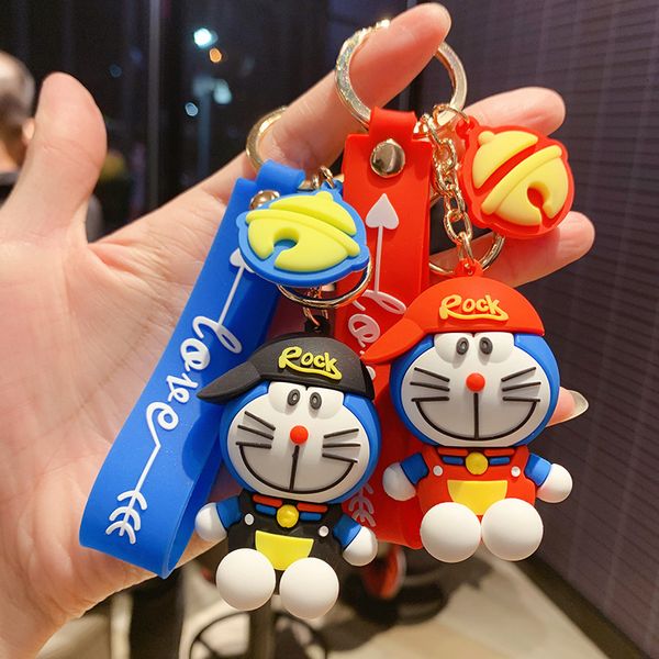 

keyring keychain new cute cartoon cat key chain car pendant schoolbag decoration doll machine small gift creative push jewelry, Silver