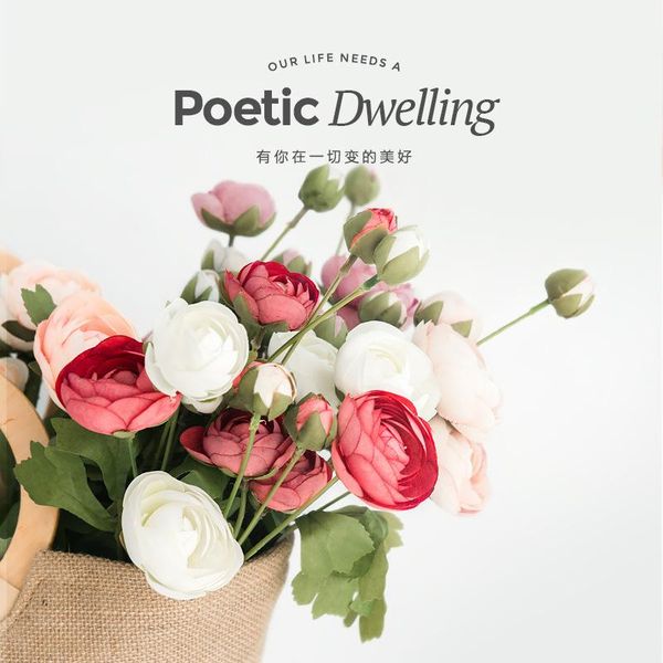 

decorative flowers & wreaths nordic artificial floral high-end silk flower home model room decoration single bottle plastic tea bouquet