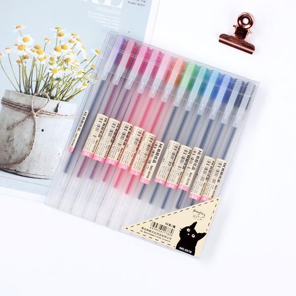 

gel pens 12pcs/set fluorescent highlighter pen 0.5mm gelpen markers pastel drawing for student school office supplies cute stationery
