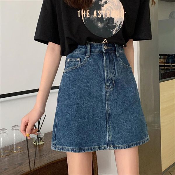 

fashion denim summer all match women skirts casual high waist zipper mini autumn elegant workwear ladies jeans, Black