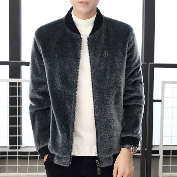 

autumn and winter new mink men's short korean slim knit jacket grey imitation fur coatwinter, Black;brown