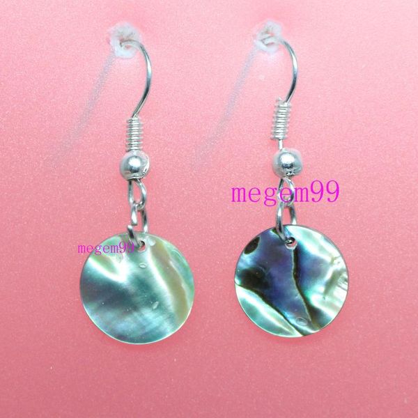 

dangle & chandelier round disc shape natural luster green abalone shell drop hook earring 12mm 20mm 30mm choose, Silver