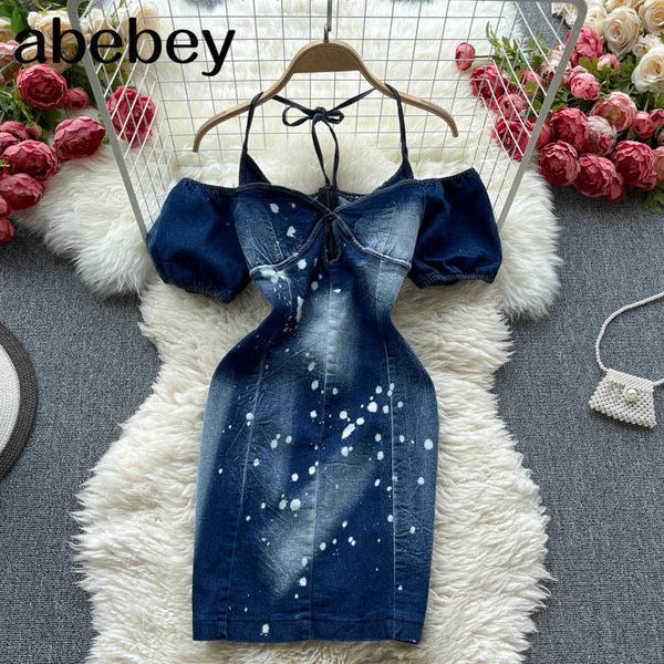 

summer women denim strap mini dress short sleeve dresses 210715, Black;gray