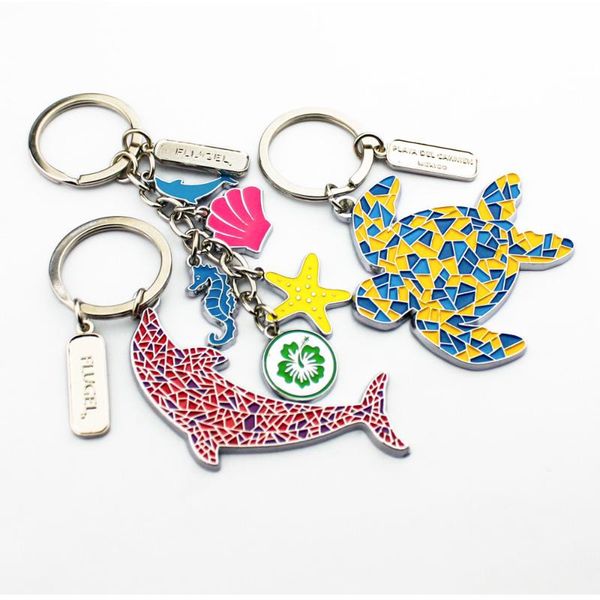 

keychains animal crackle pattern metal baking paint imitation enamel tag key chain keychain car accessories motorcycle, Silver