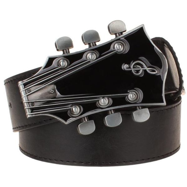 

2021 metal soft buckle for music lover guitar musical instrument of hip hop men belt new belts tklx, Black;brown