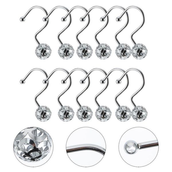 

bath accessory set 12 pcs shower curtain clips window fixing iron plating hooks