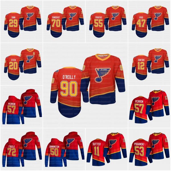 

90 ryan o'reilly st. louis blues 2021 reverse retro youth jersey vladimir tarashenko david perron vince dunn colton parajko oscar sandq, Black