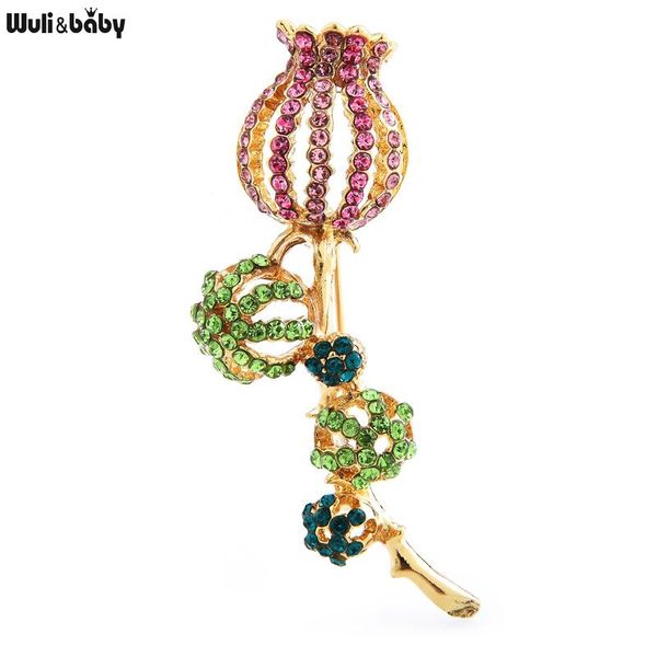 

pins, brooches wuli&baby rhinestone tulip for women 3-color beauty flower party office brooch pin gifts, Gray