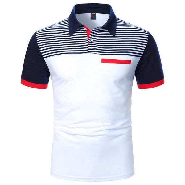 

men's t-shirts summer t shirt 2021 fashion leisure striped patchwork with lapel short sleeves tee comfortable smart casual, White;black