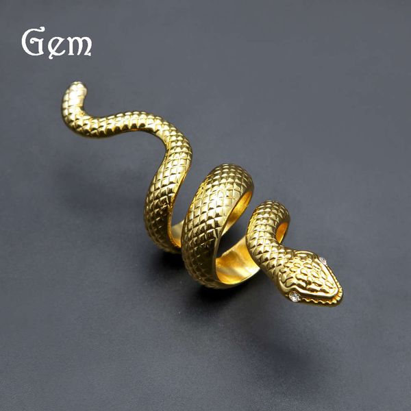 

new men's and women's trend snake alloy ring hip hop punk exaggerated ring, Silver