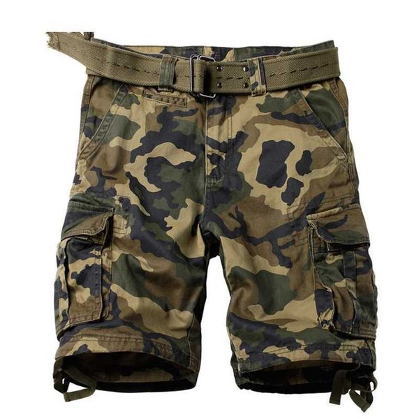 Pantaloncini cargo da uomo mimetici molte tasche stile militare blu mimetici pantaloni tattici estivi pantaloni corti maschili bermuda 210714