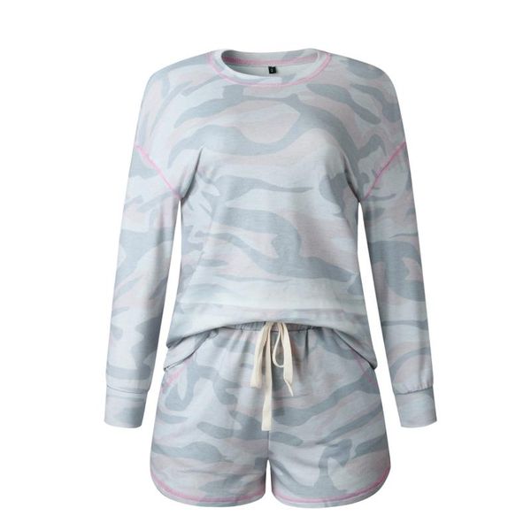 

women's tracksuits 2021 autumn fashion leopard camouflage printing lace up long sleeve suit, Gray