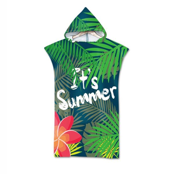 

towel printed palm tree microfiber hooded beach for adults quick dry changing bathrobe swimming gym fitness bath towels