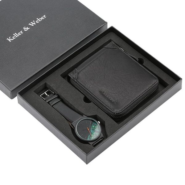 

wristwatches business men's quartz watch leather band soft wallet gift set luxury for husband arrival 2021 reloj masculino, Slivery;brown