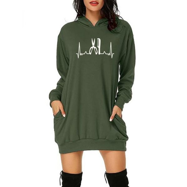 

women's hoodies & sweatshirts hairstylist heartbeat print women sweatshirt dress cotton casual funny hoodie for lady yong dresses hipst, Black