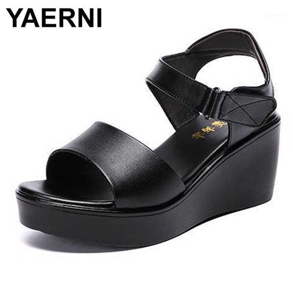 

sandals yaerni 2021 summer women wedge 6cm medium heel comfortable platform black red white1