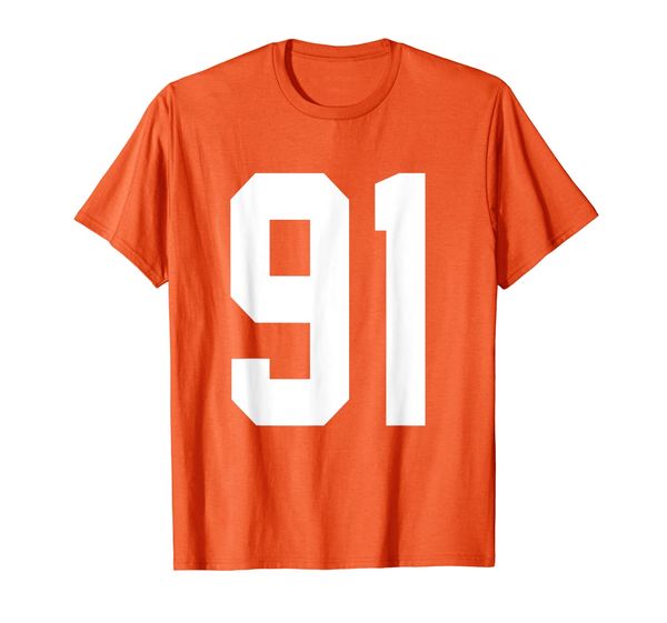 

number 91 jersey style white print t-shirt, White;black