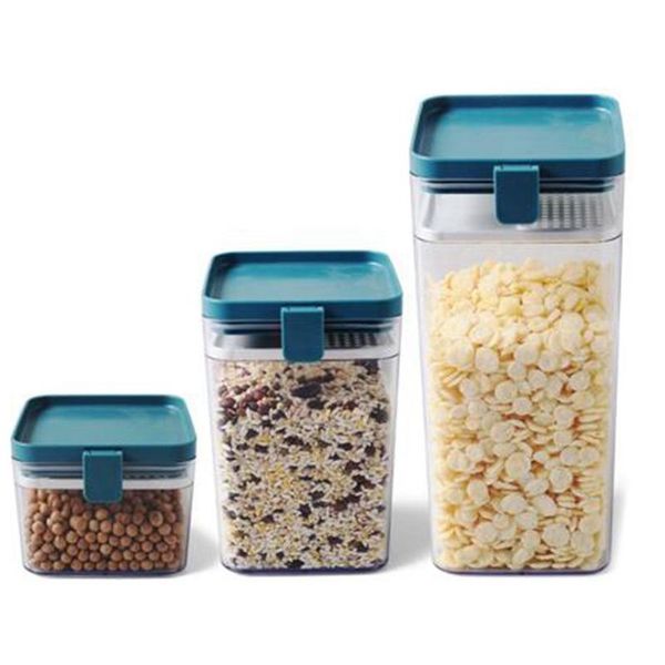 

storage bottles & jars 3pcs plastic sealed kitchen grain box food tanks refrigerator preservation