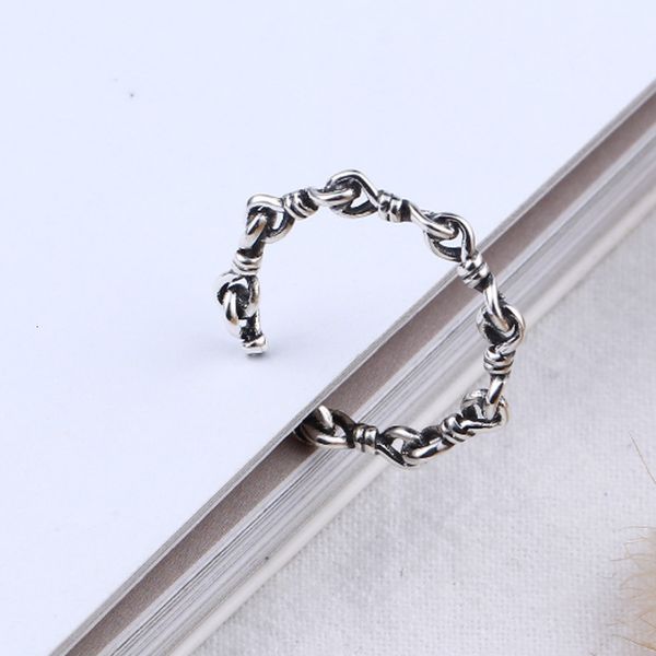 

tyj0119 south us s925 sterling silver ring personality trend button line buckle ring