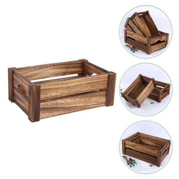 

storage baskets 1pc home sundries container nesting wooden crate light brown