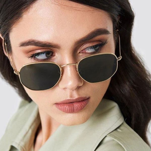 

outdoor eyewear small polygonal metal sunglasses women designer vintage sun glasses female oval retro uv400 shades