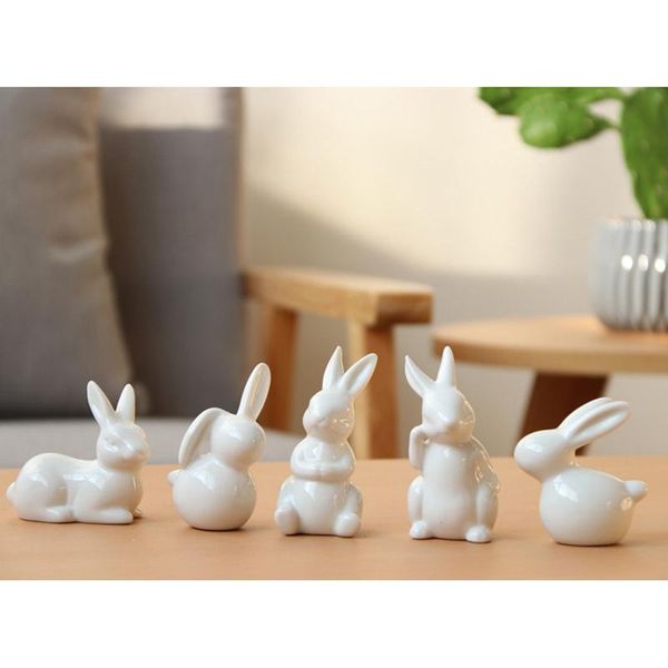 

decorative objects & figurines 5pcs/set lovely mini cute white ceramic statue home decor micro landscape miniature creative gift