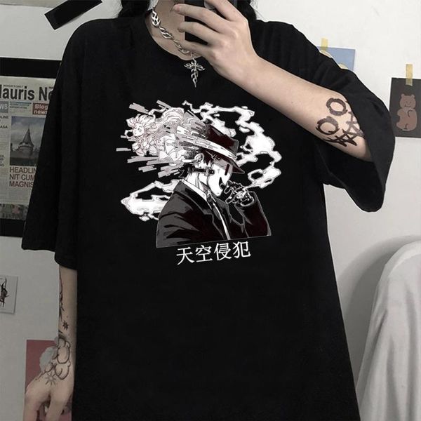 

men's t-shirts high rise invasion anime print tshirt loose men women clothes, White;black