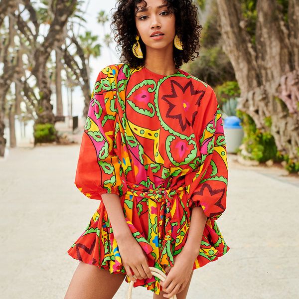 

2021 new lantern long sleeve floral print dresses for women vintage o neck autumn dress casual fashion vestidos robe 0a3h, White