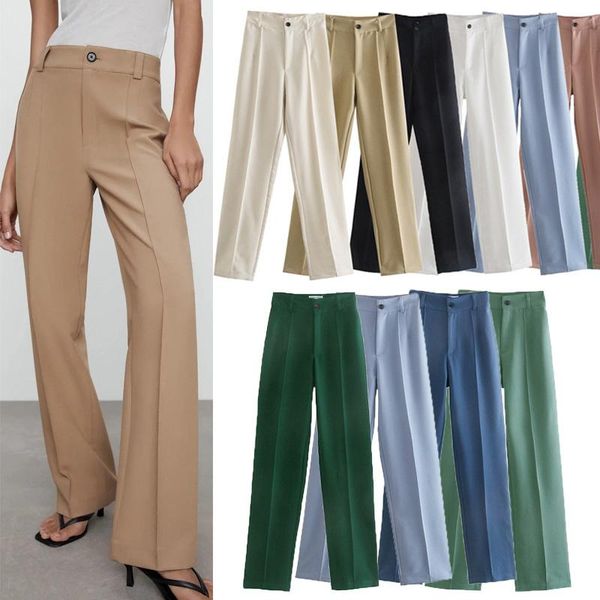 

women's pants & capris 2021 women long trousers harajuku clothing mid waist button straight korean female streetwear wide, Black;white