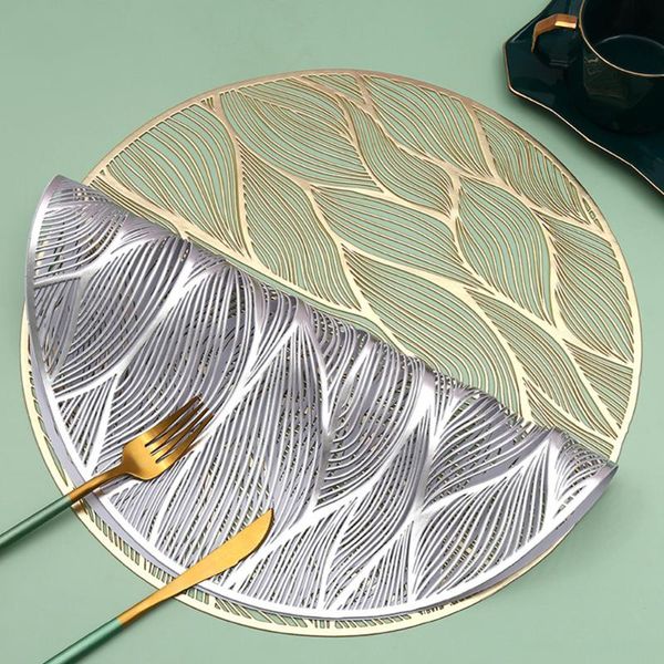 

mats & pads pvc hollow round placemat waterproof non slip dining table heat insulation steak plate pad leaves kitchen decor