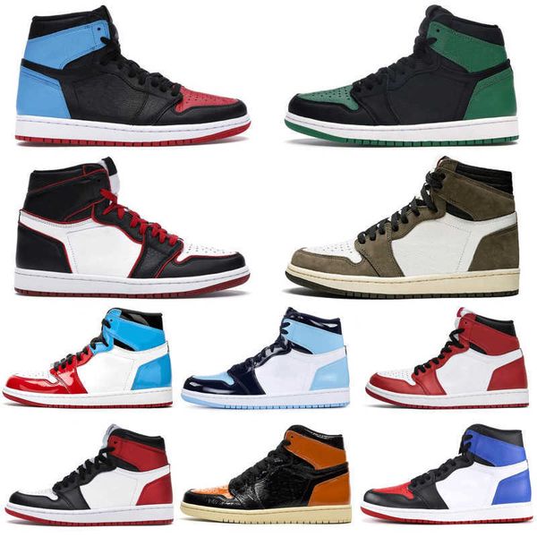 

2022 new jumpman 1 1s men women basketball shoes first class flight dark mocha bred patent satin snake seafoam fearless tie-dye to chicago