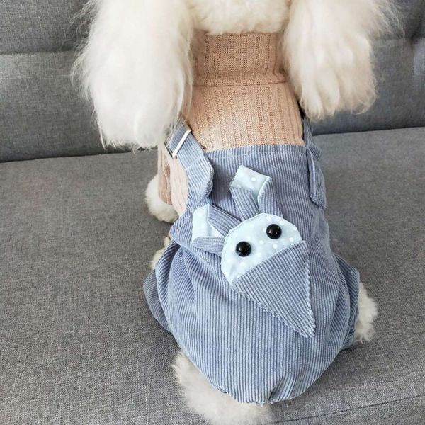 

pet autumn elastic corduroy one-piece strap pants dog four legged clothing spring and summer
