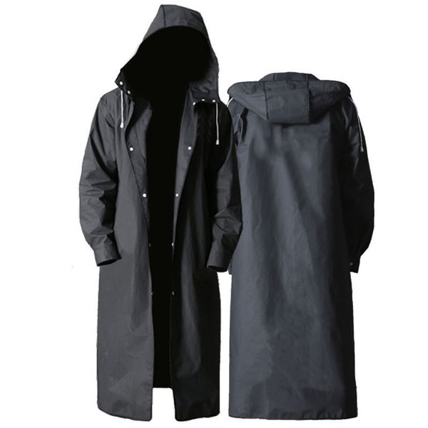 Erwachsene Lange Regenmantel Männer Frauen Undurchlässige Regenbekleidung EVA Schwarz Outdoor Wandern Reisen Wasserdicht Mit Kapuze Regen Mantel Poncho Verdickt 210925