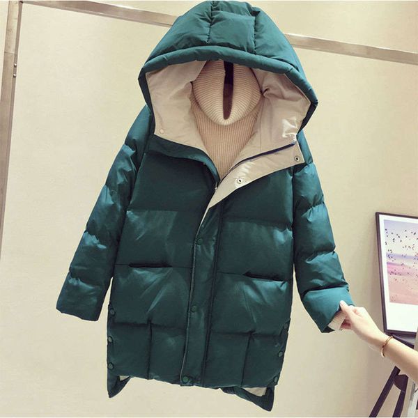 

20212020 new winter down women's korean medium long thickened loose cotton padded jacket, Black