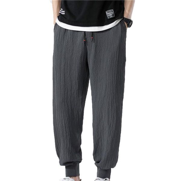 

men's pants plus size classic thin leg strap sports casual trousers mid waist wide loose elastic 2021, Black