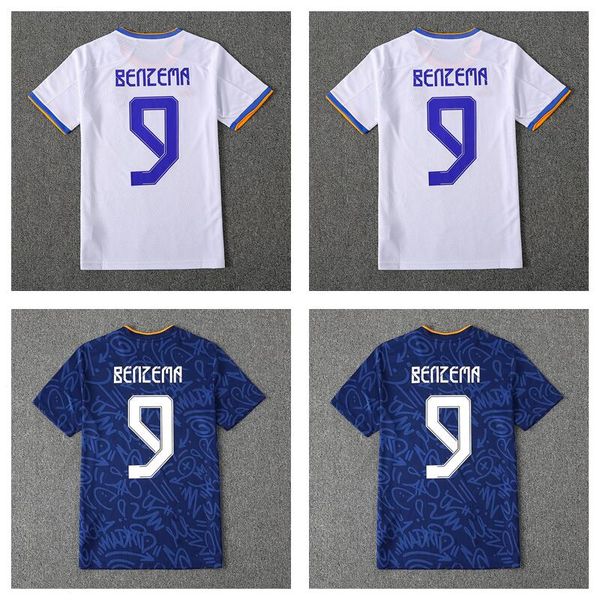 

#9 benzema soccer jersey 3rd green #10 modric #4 alaba #20 vini jr. home white soccer shirt 2021/2022 #25 camavinga away blue football, Black;yellow