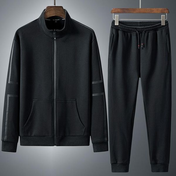 

men's tracksuits plus size 8xl- 2021 suit long-sleeved set o-neck hoodies cropped fashion spring autumn casual sports sweater, Gray