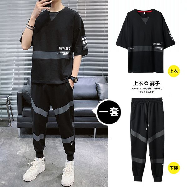

men's t shirts group purchase short sleeved t-shirt leisure sports suit with a set of handsome brand summer cloth, White;black