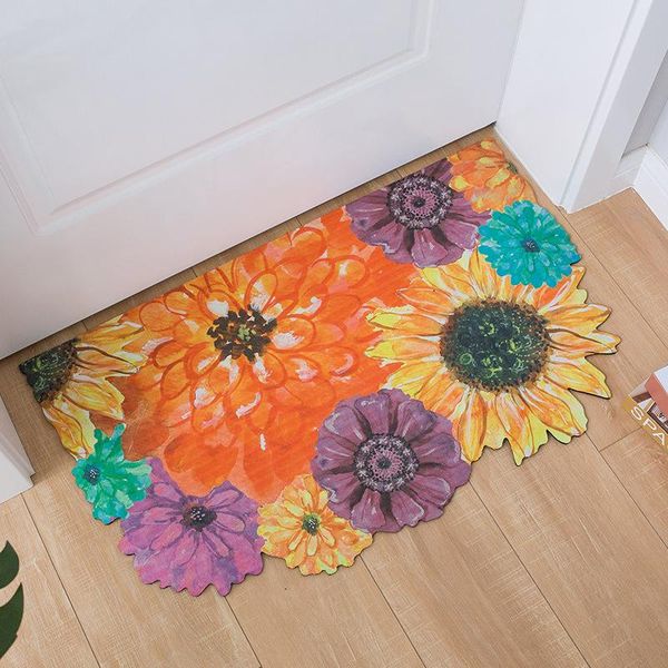

new style beautiful soft bathroom flower carpet carpet home decoration mat door mat semicircle